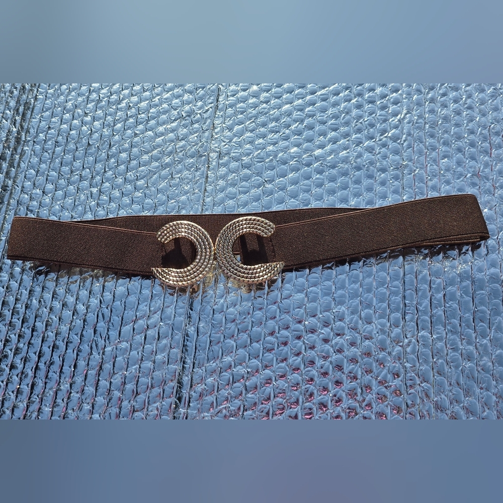 Brown Leather Belt with Silver Decorative Buckle